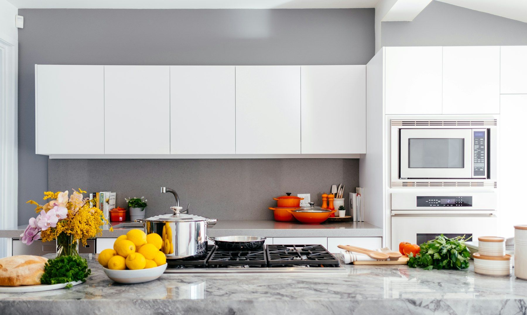 Kitchen with a built-in oven and hob