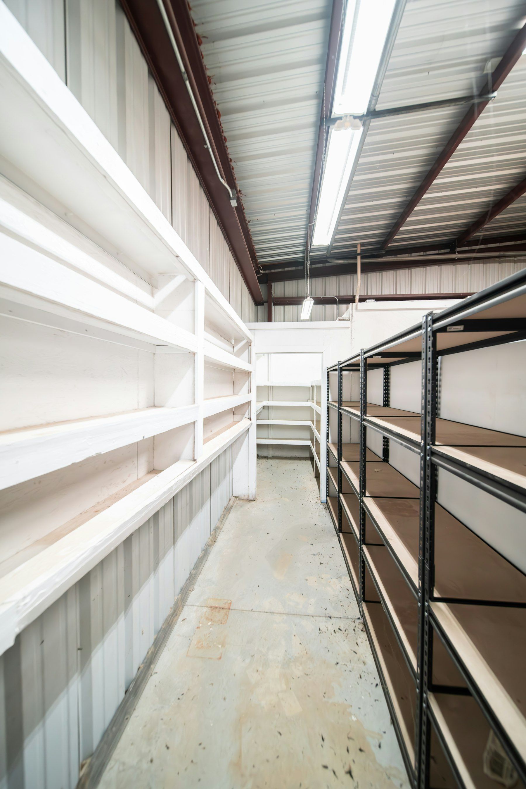 Empty metal shelving ready for stock